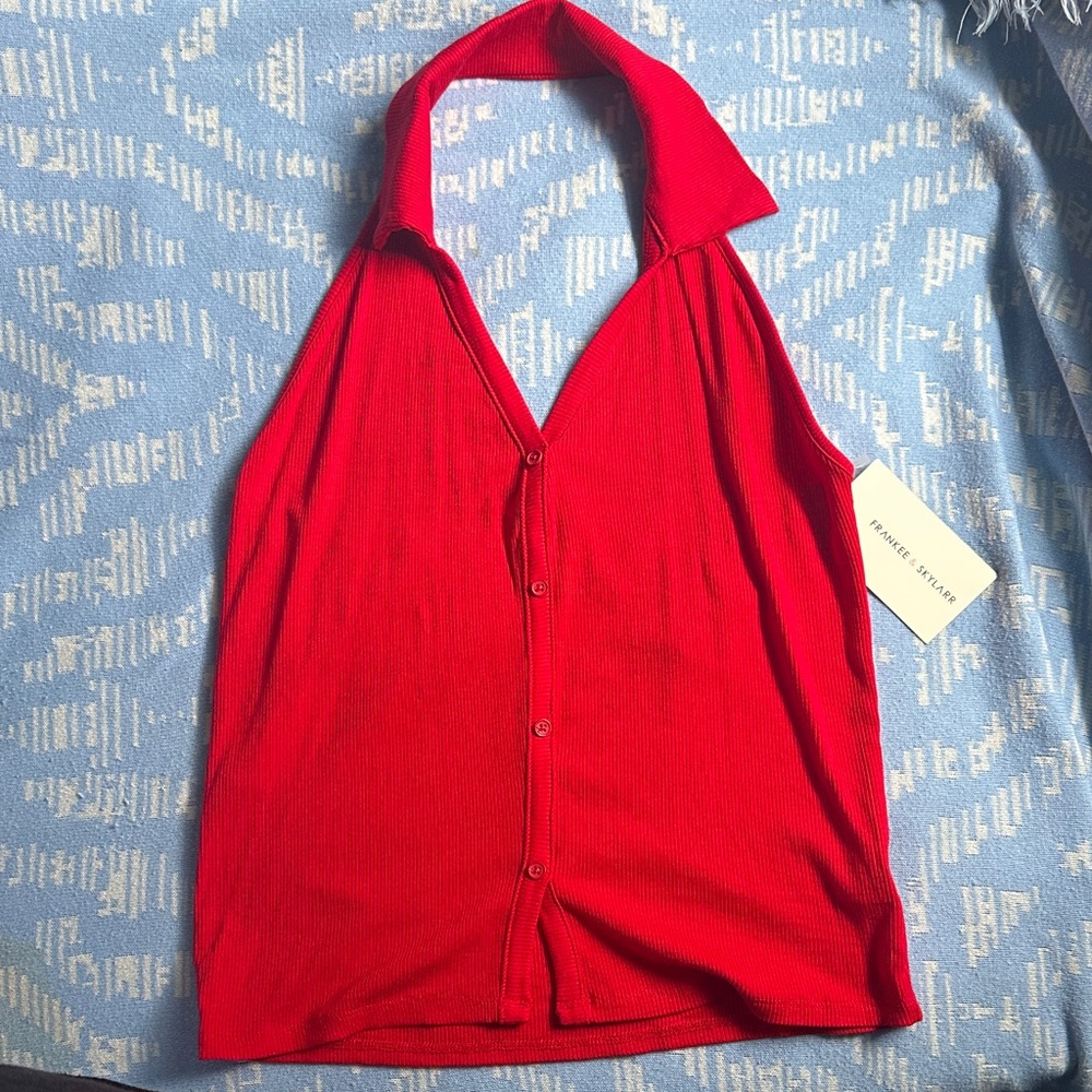 Francesca's Collections Scarlet Halter Blouse